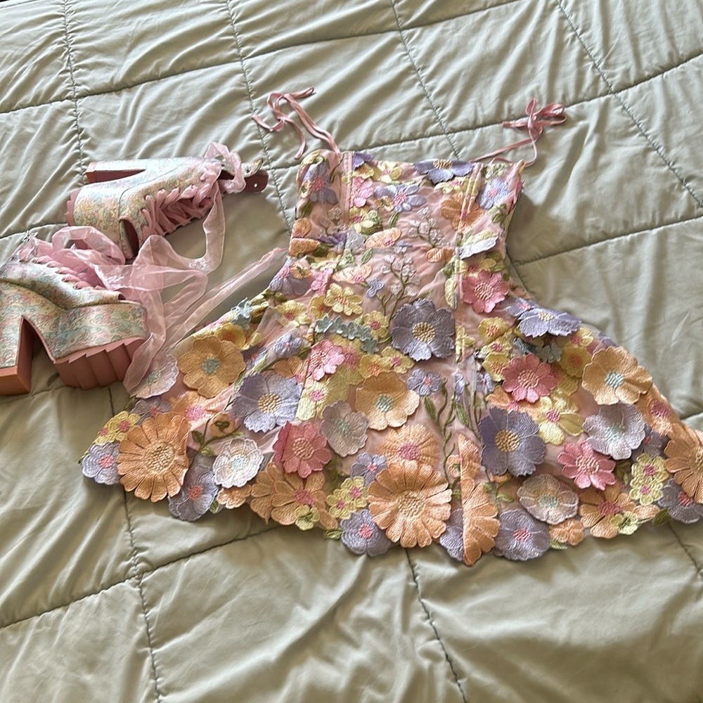 Dollskill sugar thrillz Floral Chiffon Dreams Mini Dress S - Picture 11 of 16